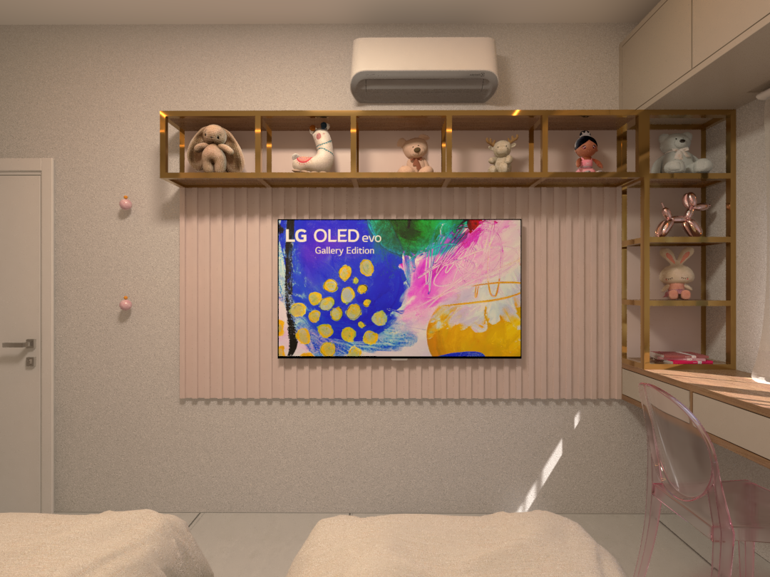 Quarto com 2 Camas de Solteiro — projeto em 3D
